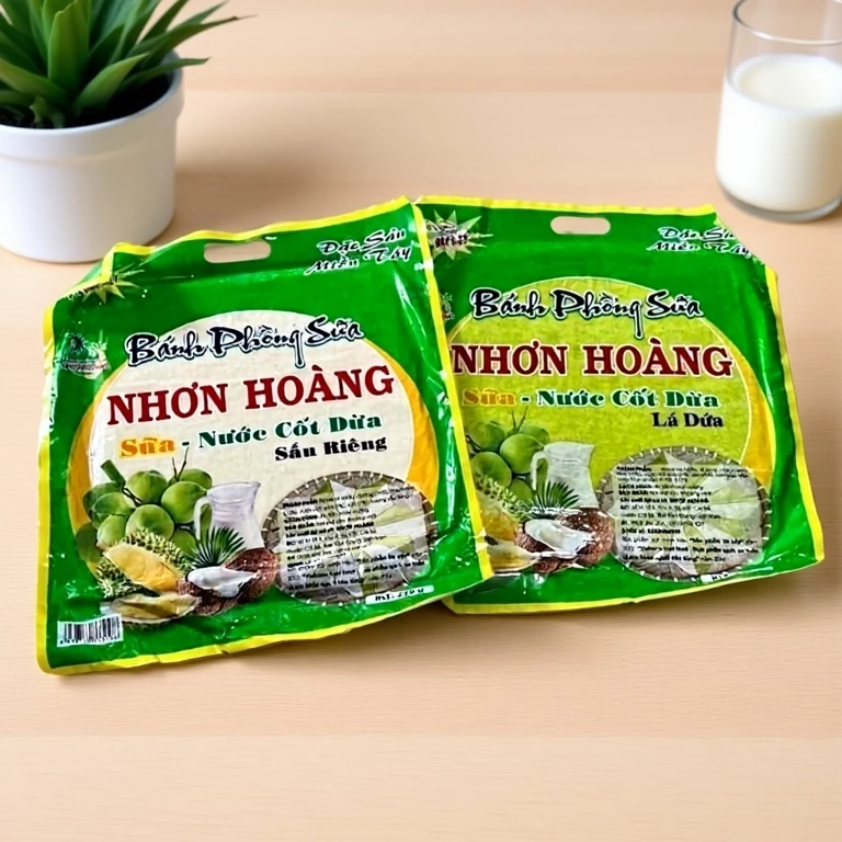 Bánh Phồng Sữa Sầu Riêng Lá Dứa Đặc Biệt Dẻo Dai Thơm Ngon - Ảnh 2