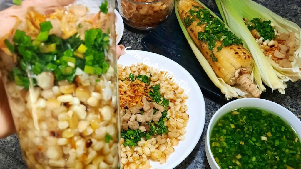 các món ăn vặt ngon rẻ dễ làm: bắp nướng mỡ hành