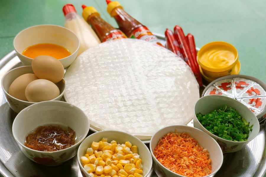 Các nguyên liệu cách làm bánh tráng nướng