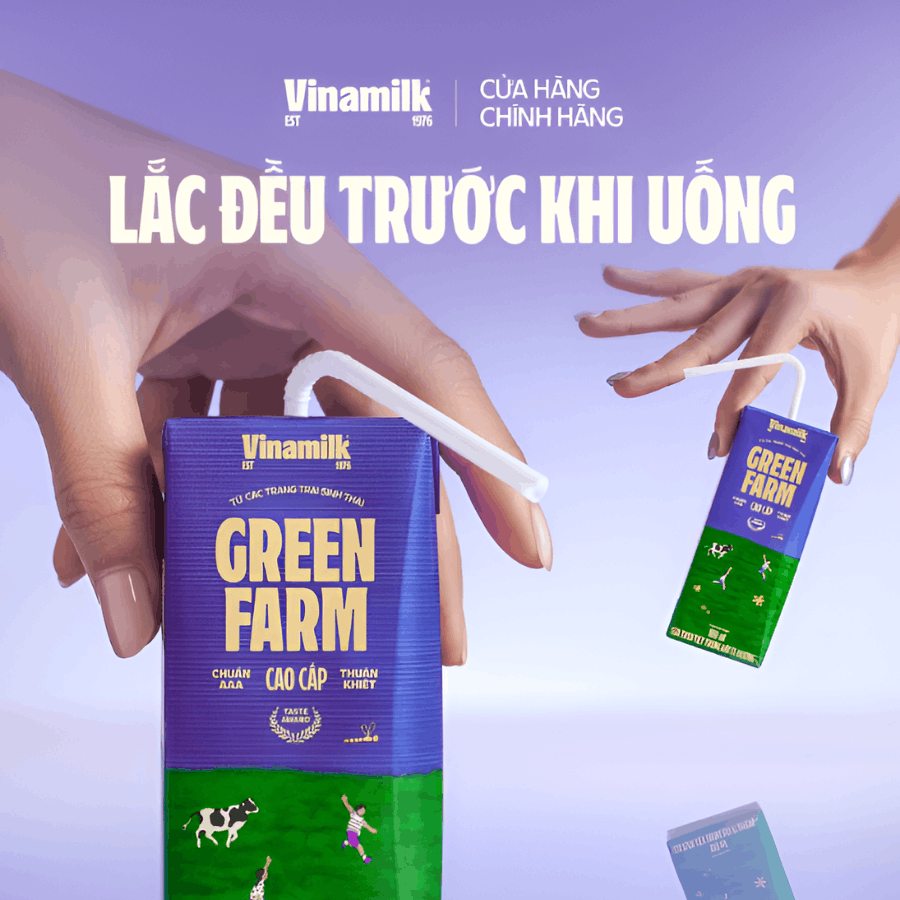 Sữa tươi Tiệt Trùng Vinamilk Green Farm rất ít đường