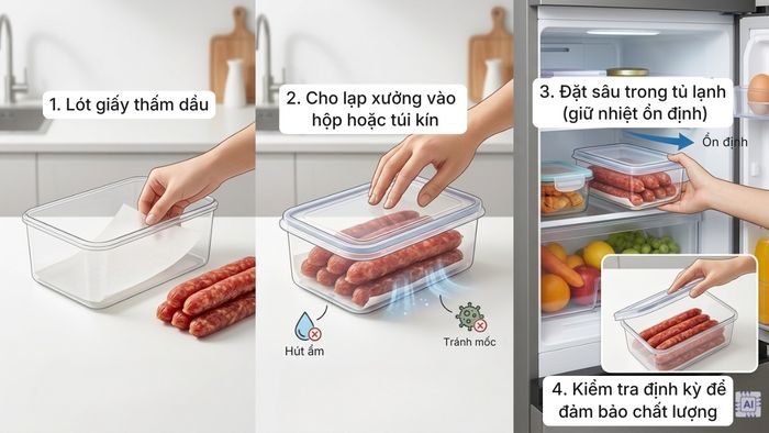 Mẹo bảo quản lạp xưởng trong tủ lạnh để giữ trọn vị ngon: bảo quản trong ngăn mát
