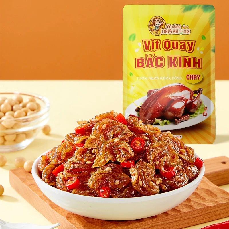 Vịt Quay Bắc Kinh Chay 62g / gói – Cay Ngon, Giá Mềm, Món ăn vặt quốc dân cho anh em , món chay không phải thịt mà ngon - Ảnh 4