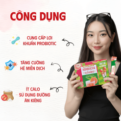 Trà Kombucha vị Ổi hồng Giàu Lợi Khuẩn Không Calo Hộp 8 gói