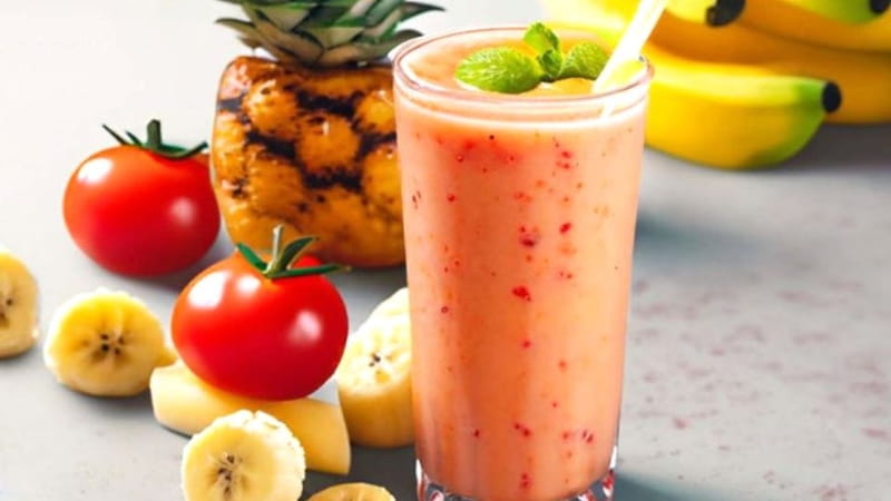 Cách làm nước ép chuối mix cà chua