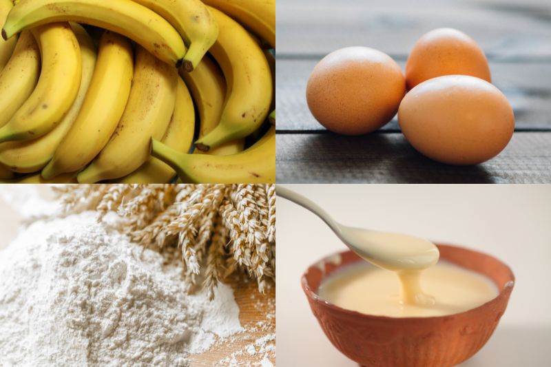 Nguyên liệu làm bánh chuối chiên bằng bột gạo